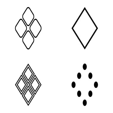 Rhombus Düz Simge Seti Beyaz Arkaplanda İzole Edildi