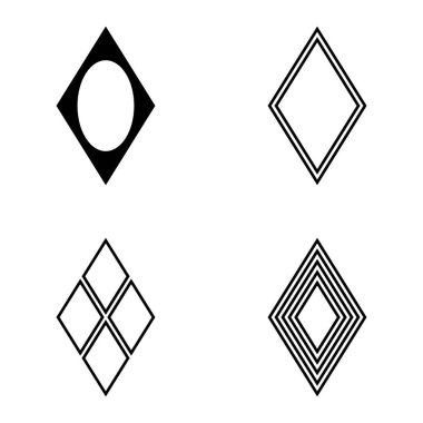 Rhombus Düz Simge Seti Beyaz Arkaplanda İzole Edildi