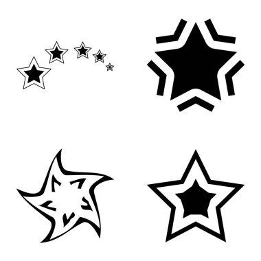 Yıldız1-2 Yıldız Şelalesi Düz Simge Seti Beyaz Arkaplanda İzole Edildi