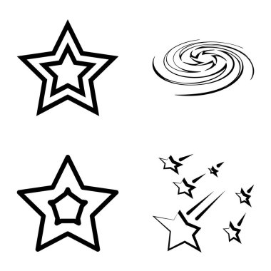 Yıldız1-2 Yıldız Şelalesi Düz Simge Seti Beyaz Arkaplanda İzole Edildi