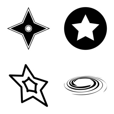 Yıldız1-2 Yıldız Şelalesi Düz Simge Seti Beyaz Arkaplanda İzole Edildi