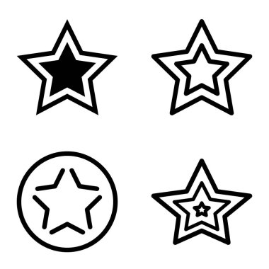 Yıldız1-2 Yıldız Şelalesi Düz Simge Seti Beyaz Arkaplanda İzole Edildi