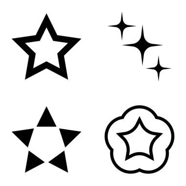 Yıldız1-2 Yıldız Şelalesi Düz Simge Seti Beyaz Arkaplanda İzole Edildi