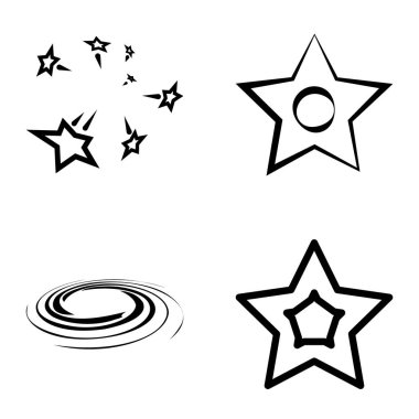 Yıldız2 Düz Simge Seti Beyaz Arkaplanda İzole Edildi