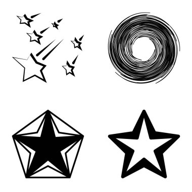 Yıldız2 Düz Simge Seti Beyaz Arkaplanda İzole Edildi