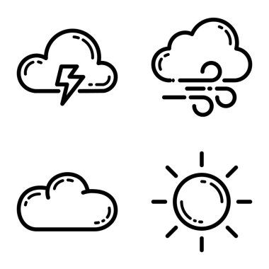 Hava Durumu Düz Simgesi Beyaz Arkaplanda İzole Edildi