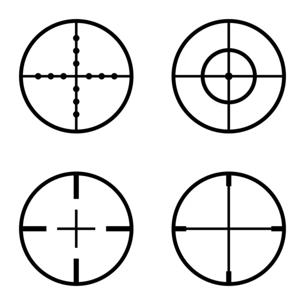 Crosshairs Düz Simge Seti Beyaz Arkaplanda Zole Edildi — Stok Vektör