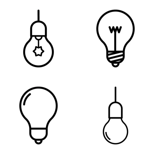 Lightbulbs1 Flat Icon Set Isolated White Background — Stock Vector