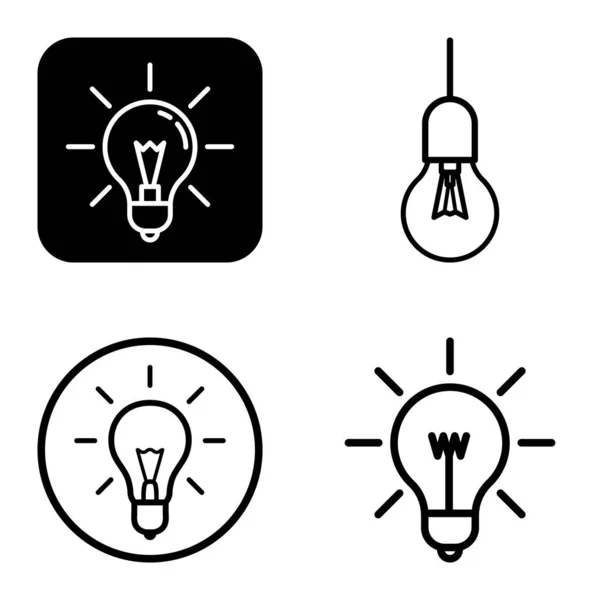 Bombillas Set Iconos Planos Aislados Sobre Fondo Blanco — Archivo Imágenes Vectoriales