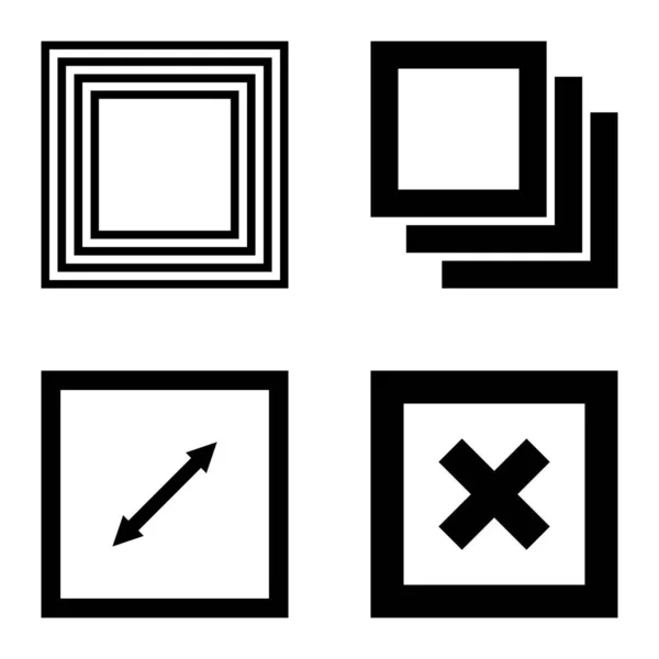Square Flat Icon Set Geïsoleerd Witte Achtergrond — Stockvector