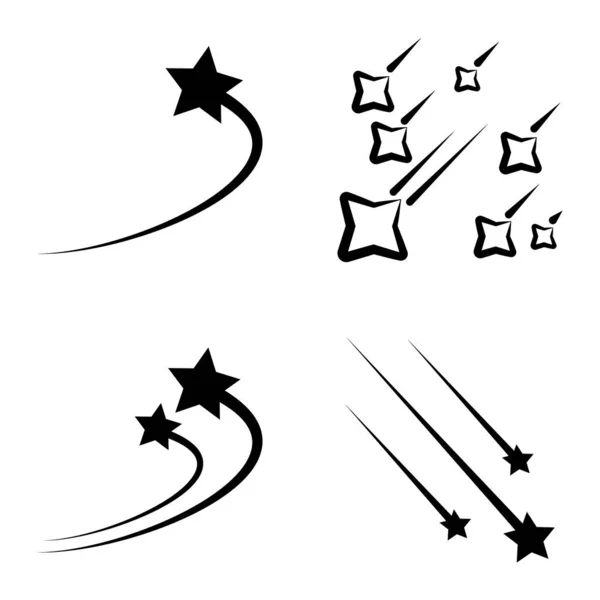 Starfall Flat Icon Set Geïsoleerd Witte Achtergrond — Stockvector
