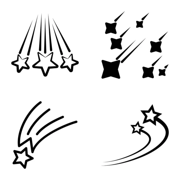 Starfall Flat Icon Set Isoliert Auf Weißem Hintergrund — Stockvektor