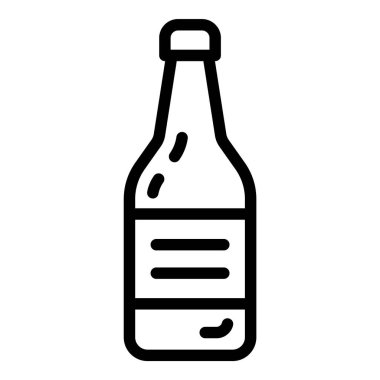 Cam Şişe Alkol İçkileri Düz Simge Beyaz Arkaplanda İzole Edildi