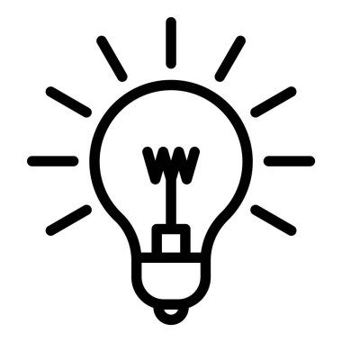 Ampul Fikri Düz Simgesi Beyaz Arkaplanda İzole Edildi