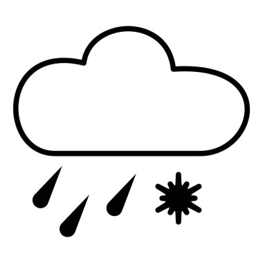 Sağanak Sağanak Yağmurlu Düz Simge Beyaz Arkaplanda İzole Edildi