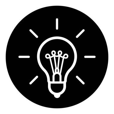 Ampul Fikri Ampul Düz Kabartma Simgesi Beyaz Arkaplanda İzole Edildi