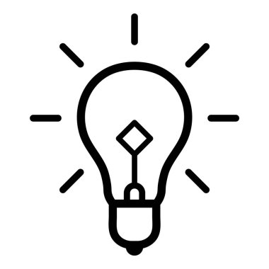 Ampul Fikri Ampulü Parlak Düz Simge Beyaz Arkaplanda İzole Edildi