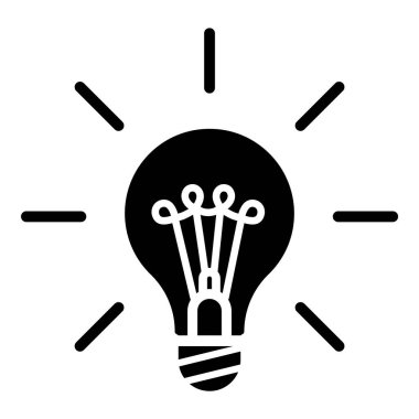 Ampul Fikri Ampul Düz Kabartma Simgesi Beyaz Arkaplanda İzole Edildi