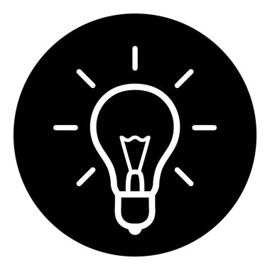 Ampul Fikri Ampul Düz Kabartma Simgesi Beyaz Arkaplanda İzole Edildi