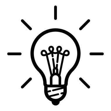 Ampul Fikri Ampulü Parlak Düz Simge Beyaz Arkaplanda İzole Edildi