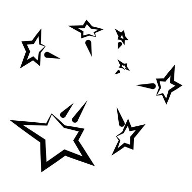 Yıldız Düşüşü Soyut Patlama Uzaklara Uç Düz Simge Beyaz Arkaplanda İzole Edildi