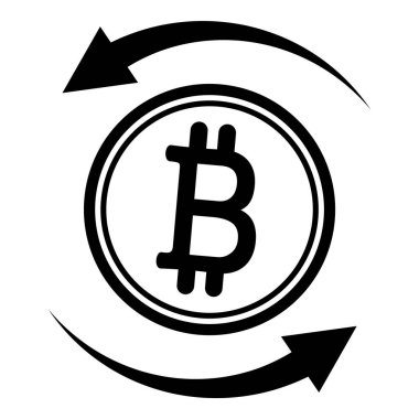 Bitcoin Dönüşüm Düz Simgesi Beyaz Arkaplanda İzole Edildi