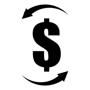 Dolar Döviz Borsası Düz Simgesi Beyaz Arkaplanda İzole Edildi