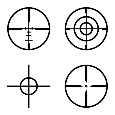 Crosshairs Düz Simge Seti Beyaz Arkaplanda İzole Edildi