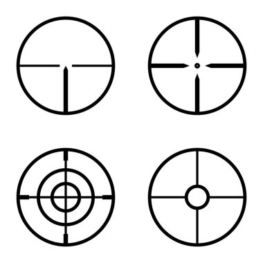 Crosshairs Düz Simge Seti Beyaz Arkaplanda İzole Edildi