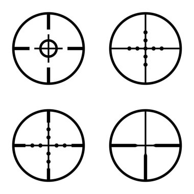 Crosshairs Düz Simge Seti Beyaz Arkaplanda İzole Edildi