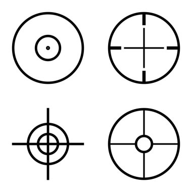 Crosshairs Düz Simge Seti Beyaz Arkaplanda İzole Edildi