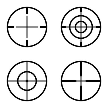 Crosshairs Düz Simge Seti Beyaz Arkaplanda İzole Edildi