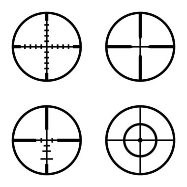 Crosshairs Düz Simge Seti Beyaz Arkaplanda İzole Edildi