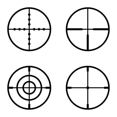 Crosshairs Düz Simge Seti Beyaz Arkaplanda İzole Edildi