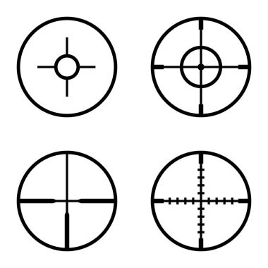 Crosshairs Düz Simge Seti Beyaz Arkaplanda İzole Edildi