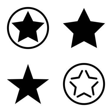 Yıldız Düz Simgesi Seti Beyaz Arkaplanda Ayrı Tutuldu