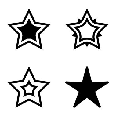 Yıldız Düz Simgesi Seti Beyaz Arkaplanda Ayrı Tutuldu