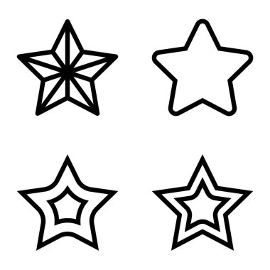 Yıldız Düz Simgesi Seti Beyaz Arkaplanda Ayrı Tutuldu