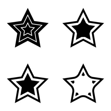 Yıldız Düz Simgesi Seti Beyaz Arkaplanda Ayrı Tutuldu