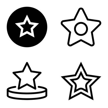 Yıldız Düz Simgesi Seti Beyaz Arkaplanda Ayrı Tutuldu