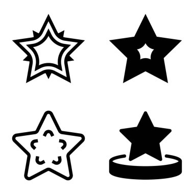 Yıldız Düz Simgesi Seti Beyaz Arkaplanda Ayrı Tutuldu