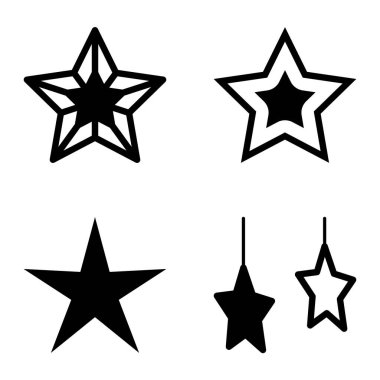 Yıldız Düz Simgesi Seti Beyaz Arkaplanda Ayrı Tutuldu