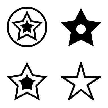 Yıldız Düz Simgesi Seti Beyaz Arkaplanda Ayrı Tutuldu