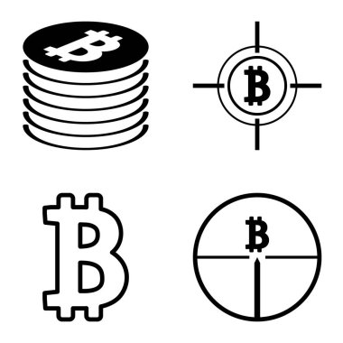 Bitcoins1-2 Düz Simge Seti Beyaz Arkaplanda İzole Edildi