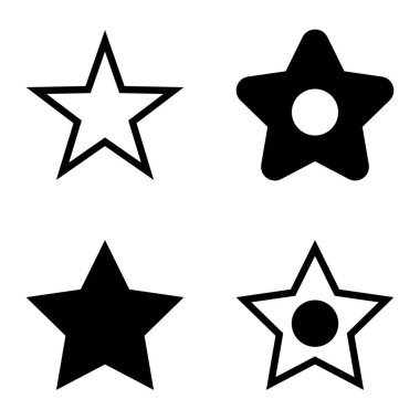 Yıldız Düz Simgesi Seti Beyaz Arkaplanda Ayrı Tutuldu