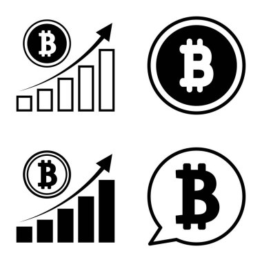 Bitcoins1-2 Düz Simge Seti Beyaz Arkaplanda İzole Edildi