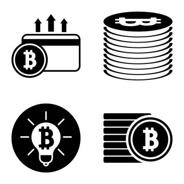 Bitcoins1-2 Düz Simge Seti Beyaz Arkaplanda İzole Edildi