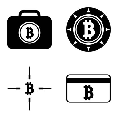 Bitcoins1-2 Düz Simge Seti Beyaz Arkaplanda İzole Edildi