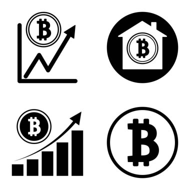 Bitcoins1-2 Düz Simge Seti Beyaz Arkaplanda İzole Edildi