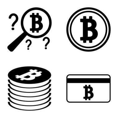 Bitcoins1-2 Düz Simge Seti Beyaz Arkaplanda İzole Edildi